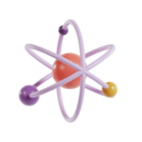 A 3D representation of an atom illustrating its structure with protons, neutrons, and electrons. png