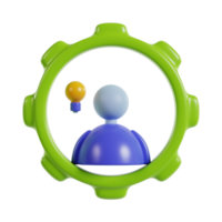 A colorful 3D representation of a user interface element with figures inside a gear shape. png