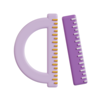 A purple protractor and ruler, tools for measuring and drawing in geometry and design. png