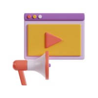 A colorful graphic featuring a play button and a megaphone, symbolizing media and communication. png