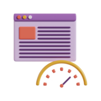 A graphic representation of a webpage and a speedometer, symbolizing web performance. png