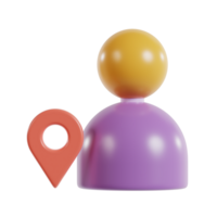 A colorful, stylized figure with a location pin, representing user identity and location. png