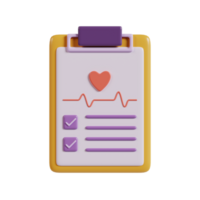 A clipboard with a heart symbol and checklists, suggesting health monitoring or assessment. png