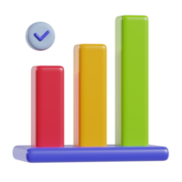 A colorful bar graph with a checkmark, representing data analysis or performance metrics. png