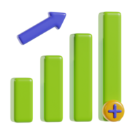 A graphic representation of increasing data with bars and an upward arrow. png