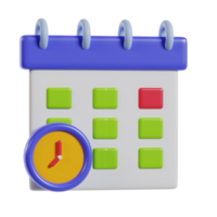A colorful calendar with a clock, symbolizing time management and scheduling. png