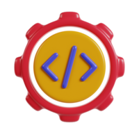 A colorful gear icon with coding symbols, representing technology and programming. png
