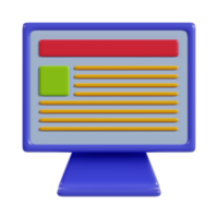 A stylized computer monitor displaying a webpage layout with colored sections. png