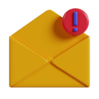 A stylized yellow envelope with a red notification symbol indicating a message or alert. png