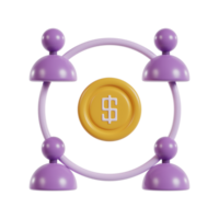 A graphic representation of collaboration and finance, featuring figures and a dollar symbol. png