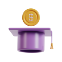 A graduation cap with a dollar coin, symbolizing education and financial success. png