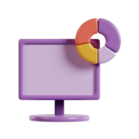 A purple computer monitor with a colorful pie chart, symbolizing data analysis. png