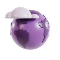 A stylized globe with a cloud, representing a blend of earth and weather concepts. png