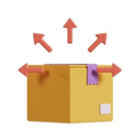 A stylized open box with arrows indicating contents being removed or unpacked. png