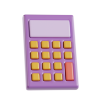 A purple calculator with yellow buttons, designed for basic arithmetic functions. png