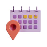 A colorful calendar with a location marker, symbolizing event planning and scheduling. png