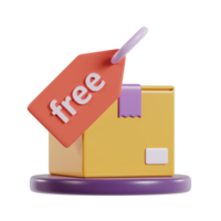 A 3D-rendered box with a free tag, symbolizing promotional offers or giveaways. png