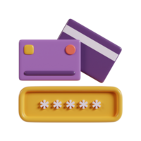 A colorful representation of credit cards and a password input field. png