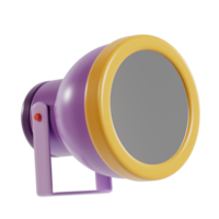 A colorful spotlight with a round reflective surface, designed for illumination purposes. png