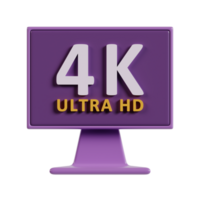 A purple computer monitor displaying 4k ultra hd text, emphasizing high-resolution technology. png