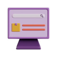A stylized computer monitor displaying a search bar and additional interface elements. png