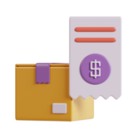 A stylized box with a receipt featuring a dollar sign, symbolizing e-commerce and transactions. png