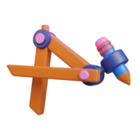 A colorful compass tool used for drawing circles and arcs, featuring a pencil and adjustable arms. png