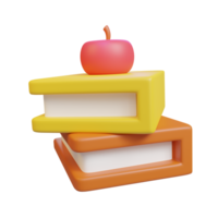 A colorful stack of books topped with a red apple, symbolizing education and learning. png