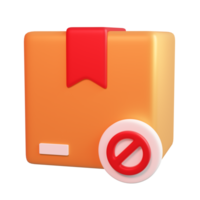 A 3D-rendered orange package with a red ribbon and a prohibition symbol. png