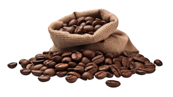 Collection of . Coffee Beans in a Sack, isolated on a transparency background. png