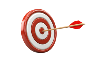 3d red dart hitting a target on a transparent background png