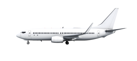White Airplane side view isolated on transparent background png