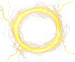 Glowing Yellow Plasma Circle Overlay with Lightning isolated on transparent background png