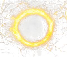 Glowing Yellow Plasma Circle Overlay with Lightning isolated on transparent background png