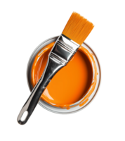 Paint Brush on a paint Can from a top view isolated on transparent background png