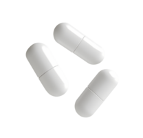 White pills flying isolated on transparent background png
