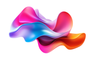 Colorful 3D Fluid Gradient Curves in a Vibrant Abstract Shape isolated on transparent background png