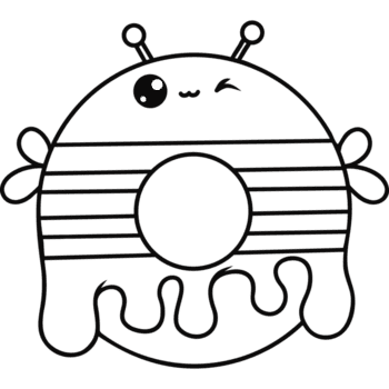 Cute outline stroke donut bee png