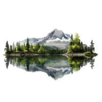 Scenic Mountain Lake Landscape with Evergreen Forest and Reflection png