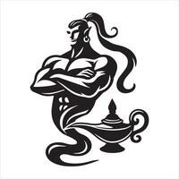 Shapeshifting Genie Emerging from the Lamp Illustration vector
