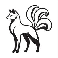 Mystic Kitsune with Nine Glowing Tails art vector