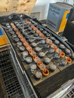 Modular rectangular battery pack with multiple cells, ideal for powering electric vehicles and heavy machinery photo