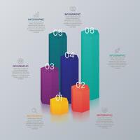 3D Infographic Bar Chart Template 6 steps vector