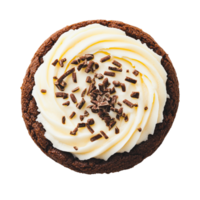 Top-Down Perspective of Chocolate Cookie with Cream Cheese Frosting png