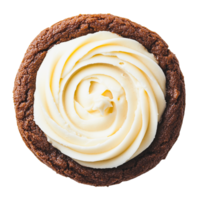Flat Lay of Chocolate Cookie with Cream Cheese Frosting png