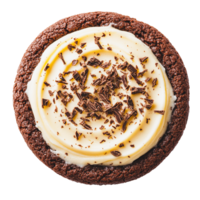 Top View of Chocolate Cookie with Cream Cheese Frosting png