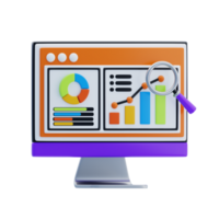 Analytic 3D Icon. Planning and visualization of statistic 3d icon png