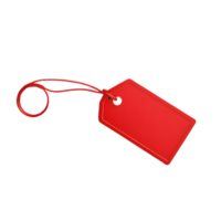 Isolated Red Price Tag with String on Transparent Background png