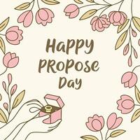 Happy propose day poster with soft floral patterns background vector