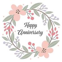 Happy anniversary card with flowers vector